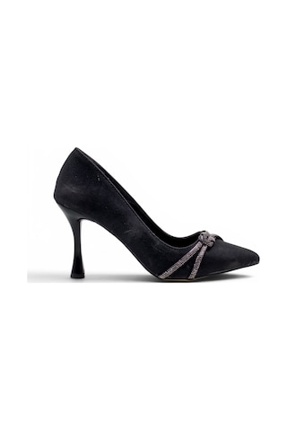 Modapol 0203 Simli Taşlı Kadın Stiletto siyah