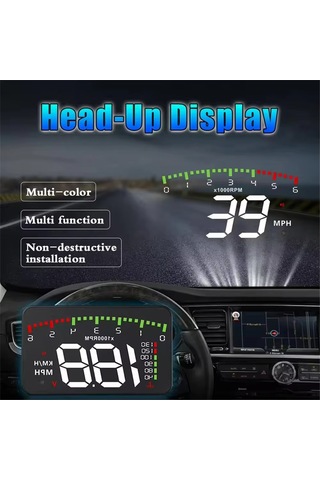 Suofeng A900 Oto Hud Görüntüleyici - Hız, Devir, Su Sıcaklığı, Voltaj Gösterimi, Tüm Araçlar İçin Plug & Play