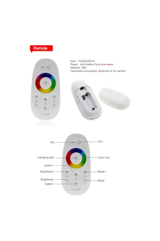 Rgb Led Dokunmatik (Touch) Rf Kumanda+Kontrol Paneli 12V-24V–18A