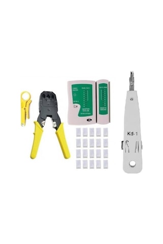 Network Kurulum Seti 3 Lü Pense Seti + Test Cihazı + 100 Adet Rj45 Konnektör + Kep Kep