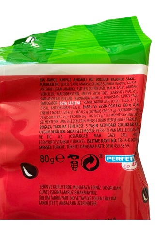 Karpuz Aromalı Toz Dolgulu Balonlu Sakız 80 G. 15 Adetli