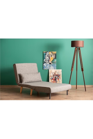 Folde 80 Tekli Yataklı Katlanır Koltuk Keten Açık Gri Açık Gri