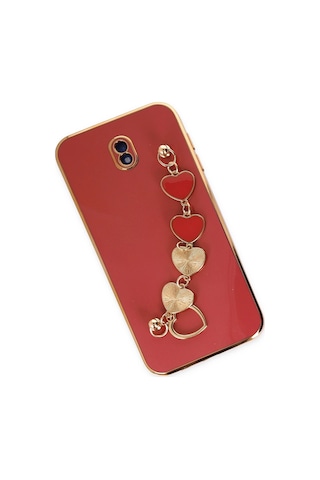 Newface - 923 - Samsung Samsung Uyumlu Galaxy J7 Pro / J730 Kılıf Esila Silikon - Glblseme - - Kırmızı