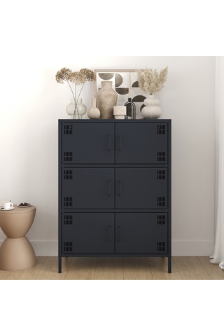 Pera Metal Çok Gözlü Dolap, 6 Kapaklı 80,50 X 40 X 109,50 Cm Ral 7016 Antrasit