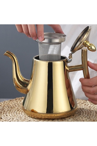 1.5l Kalınlaştırıcı Paslanmaz Çelik Çaydanlık Tencere Su Isıtıcısı Otel Restoran Ev İndüksiyon Pişirme Çiçek Çaydanlığı Kahve Sürahisi ALtın