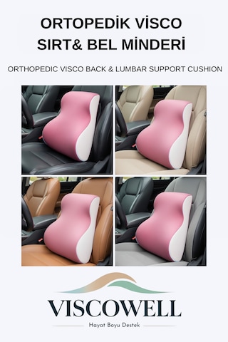 Visco Bel Destek Visco Minderi Sırt Bel Ağrı Yastığı Ortopedik Minder Pembe