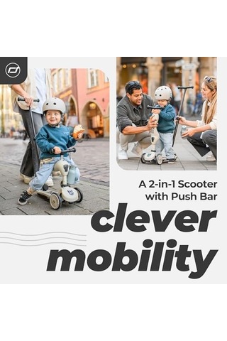 Highwaykick 1 Push And Go Kickboard Oturaklı Çocuk Scooter'ı, 2'si 1 Arada Direksiyonlu Denge Bisikleti, 1 2 Yaşından İtibaren, Yüksekliği Ayarlanabilir, Aletsiz Açık Mavi