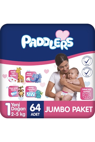 Yenidoğan Bebek Bezi 1 Numara (2-5 Kg) 64 Adet – Jumbo Paket, Hassas Ciltlere Uygun