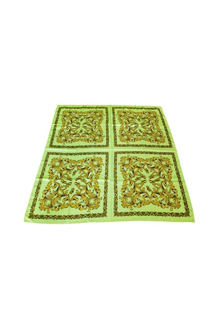 Tikitonki Kare Kesim Etnik Çiçek Desenli Yeşil Eşarp - 90x90 Yeşil Yeşil