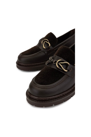 Tamer Tanca Kadın Deri & Tekstil Kahverengi Loafer Ayakkabı 817 9876 Bn Ayk Sk25-26 Khv Dr/tay Prlk Dr Kahverengi