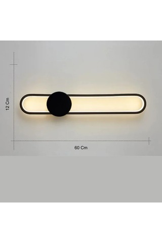 Modern Led Duvar Uzun Aplik 60 Cm Siyah