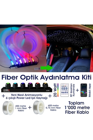 Animasyonlu Yıldız Tavan Fiber Optik Aydınlatma Kiti 400mt 1mm+600mt 0.75mm-1000mt Set 2025 Yeni Çok Renkli