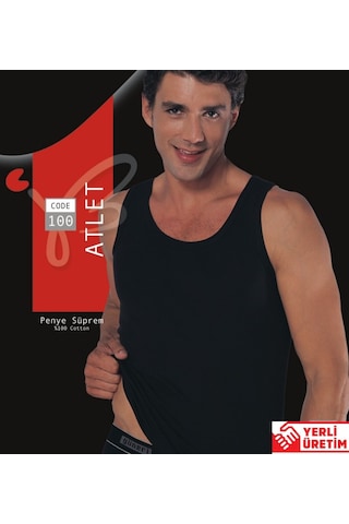 Erkek Siyah Süprem Atlet Yüzde Yüz Pamuklu Atlet 3'lü Paket 100-3s Siyah - Siyah