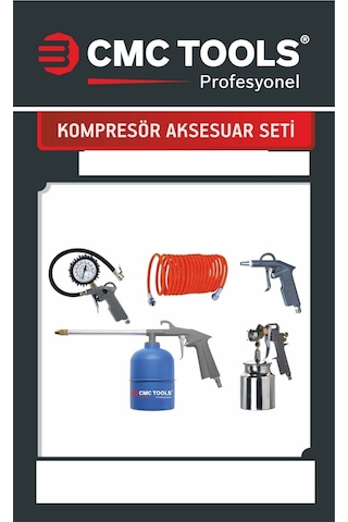 Kompresör Aksesuar Seti 5 Metre Hortum-hava-boya-mazot-tabancası-lastik Şişirme Tabanca Cmc0897