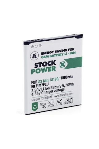 Stock Power Samsung Galaxy S3 Mini i8190 Uyumlu Batarya Stock Power Samsung Galaxy S3 Mini i8190 Uyumlu Batarya