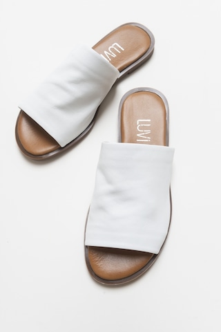 Luvishoes Clau Beyaz Kadın Deri Terlik Beyaz