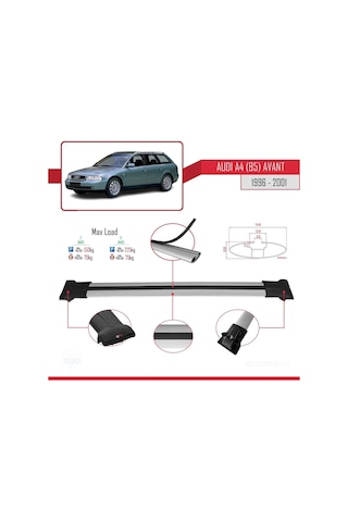 Audi A4 B5 Avant 1996-2001 Arası İle Uyumlu Fly Model Ara Atkı Tavan Barı Gri