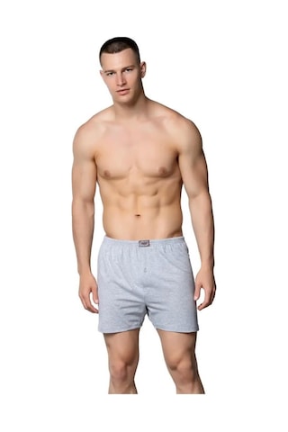 Sedef Yıldızı Erkek Rahat Kesim Düğmeli Boxer 6'lı Paket- 1094 Gri