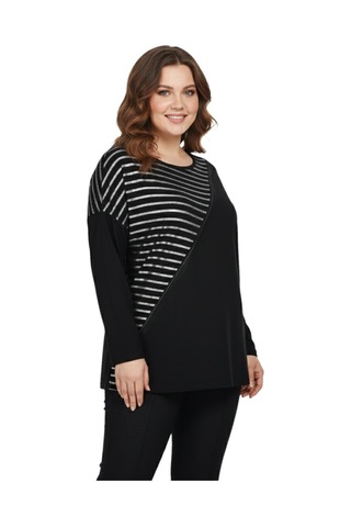 Wearon Kadın Siyah Sıfır Yaka Taşlı Bluz Bgl-st05152 Siyah