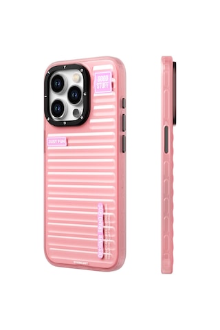 Apple Uyumlu iPhone 15 Pro Kılıf Şeffaf Renkli Tasarım Youngkit Fluorite Serisi Kapak Pembe
