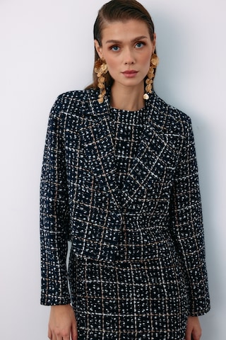Sateen Düğmeli Tüvit Kısa Ceket - Lacivert-135066 Lacivert