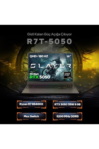 Game Garaj Slayer R7T-5050 C1 R7-8840HX 16 GB 1 TB SSD RTX5050 16" Free Dos Dizüstü Bilgisayar