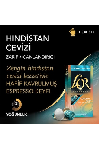 L'or Hindistan Cevizli Aromalı Nespresso Uyumlu Alüminyum Kapsül Kahve 30'lu