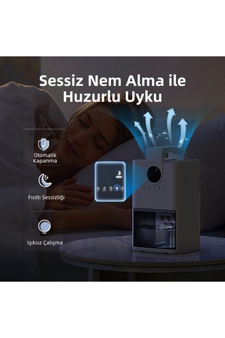 Mini Nem Alma Cihazı Çok Amaçlı Led Ekranlı - 230ml/gün 1l Hazneli - Beyaz