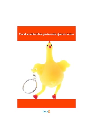 Kauçuk Sıkılınca Yumurtlayan Tavuk Anahtarlık Çok Renkli