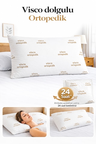 Visco Dolgulu Ortopedik Yastık 50x70 Cm -boyun Desteği Sağlar. Beyaz