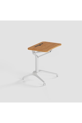 Karr Office D-FLEX-B Mobil Yükseklik Ayarlı Masa - Bambu Tabla - Beyaz Ayak Bambu