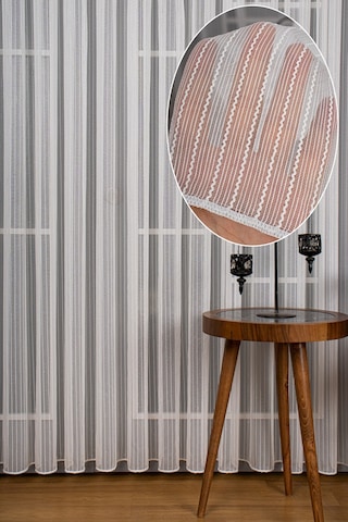 Tek Makarna Simli Armür Düz Tül Perde