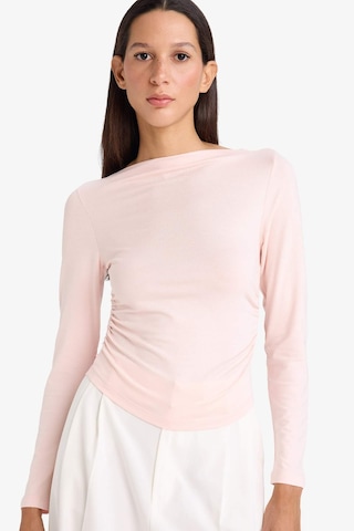 Defacto Slim Fit Dar Kesim Kayık Yaka Uzun Kollu Tişört F9029ax26sppn447 Pembe-pn447