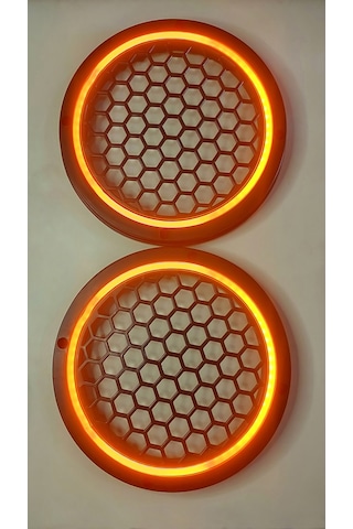 Hoparlör Kapağı 16 Cm Ledli 2'li Takım - Turuncu