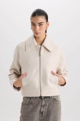 DeFacto Su İtici Regular Kalıp Polo Yaka Fermuarlı Cepli Kısa Kaşe Ceket C0935AX25SPER238 Ekru