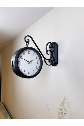 Siyah Metal İstasyon Saati 36 X 25 Cm