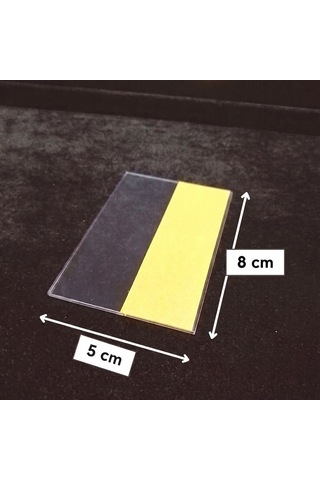 Cep Tipi Yapışkanlı Şeffaf Etiketlik 8x5cm U Tipi 50li Paket 50 Adet