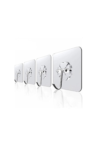 10’lu Şeffaf Yapışkanlı Duvar Askısı, Kendinden Yapışkanlı Güçlü Kanca, Mutfak, Banyo Sticker