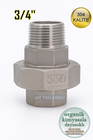 Kuyruklu Konik Rekor 3/4'' Paslanmaz Erkek Dişi Krom 304 Kalite