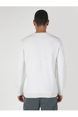 Colin's Regular Fit Bisiklet Yaka Yazı Baskılı Beyaz Erkek Kazak CL1062328_Q1.V1_WHT