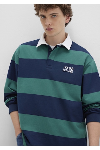 Mavi - Mavi Logo Çizgili Lacivert Sweatshirt 0s10371-70497 Lacivert