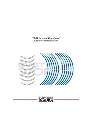 Bajaj Rs200 Jant Sticker Dış Ve İç Set Sticker Jant Şeridi Mavi 90359704