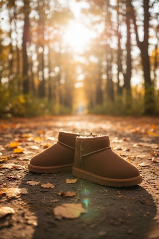 Muggo Snow Garantili Unisex Çocuk Kalın Taban İçi Tüylü Günlük Mini Yarım Bot Kahverengi