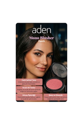 Aden Mono Blusher - Tekli Allık 02 Peach Şeftali 0
