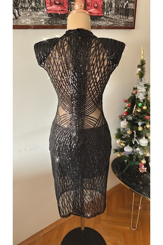 Chica Rosa Fashion Siyah Pullu Vatkalı Chica Elbise Siyah