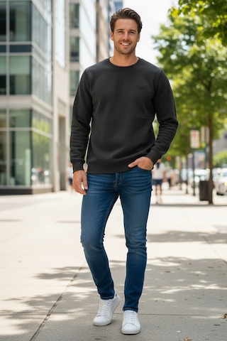 Remsa Erkek İçi Şardonlu Bisiklet Yaka Pamuklu Sweatshirt 0319 Siyah Siyah