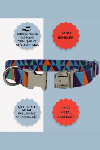Caramelos İsimli Köpek Tasması, Köpek Künyesi, Köpek İsimlik 240 Mavi - Mor