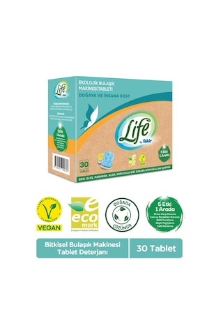 Life by Fakir Ekolojik Vegan Bulaşık Makinesi Deterjanı 30 Tablet