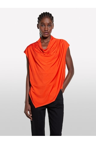 Sisley %100 Viskoz Asimetrik Dökümlü Yaka Kolsuz Üst Kadın Nar Çiçeği Bluz - 325p5fntlq08p