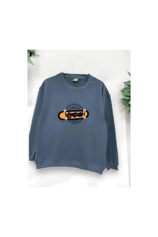 Zekids Erkek Çocuk London İşlemeli Sweatshirt-14233 Indigo
